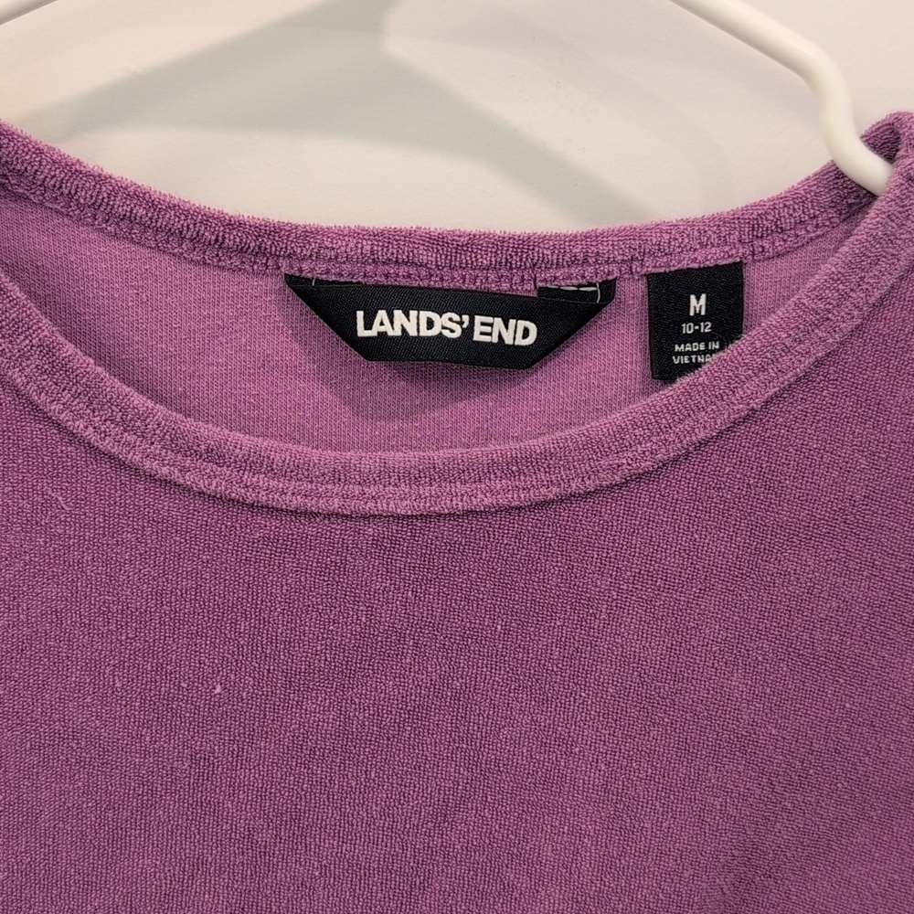 Lands' End Purple Short Sleeve Dress Terry Swim Cover Up - Picture 2 of 4